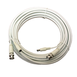 25 Foot White Heavy Duty Plug and Play BNC and Power Cable cctv cables, cctv cable, security camera cables, security camera cable, bnc cables, bnc cable