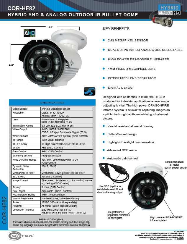 The HF82 Outdoor IR Dome CCTV DragonFire® infrared system is crucial for capturing images on a pitch black night