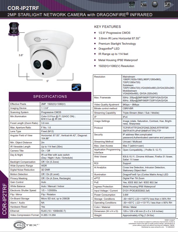 Medallion network camera,2MP Medallion network camera with 1920(H)×1080(V) resolution, this Medallion IP Turret Security Camera has Dragonfire® IR wide angle lens.