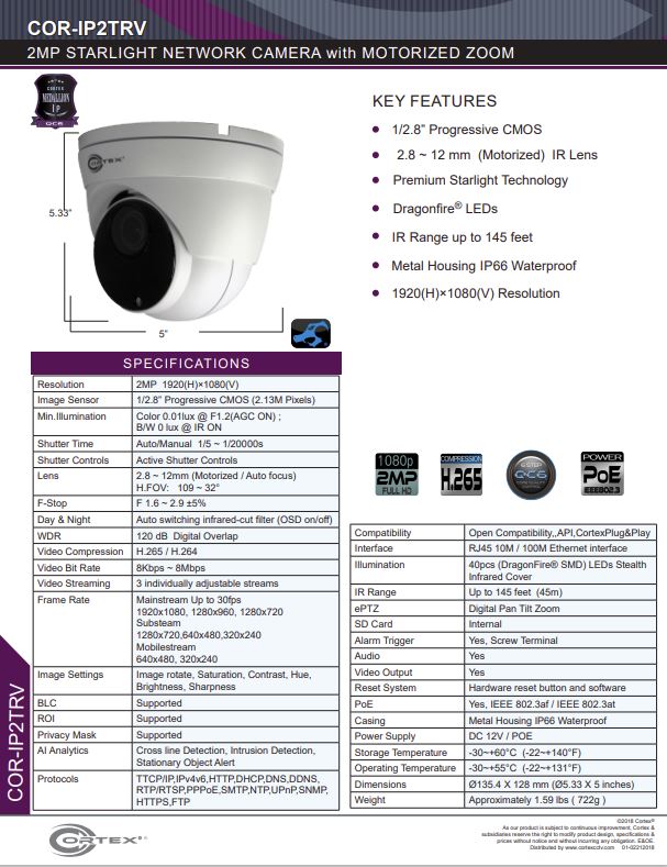 Medallion network camera,2MP Medallion network camera with 1920(H) × 1080(V) resolution, this Medallion IP Turret Security Camera has with 2.8-12mm (Motorized Zoom)