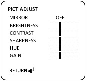 menu options for the OSD for IPS-553HD full size security camera
