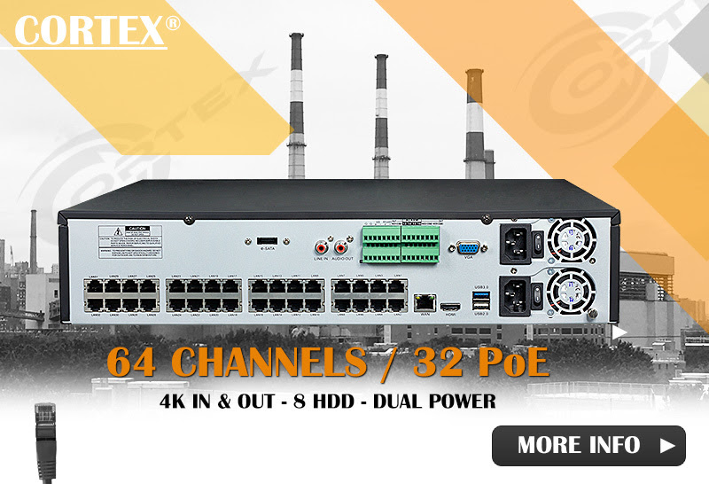 Cortex®  4K in and out , 8HDD Dual power 64 channel recorder 