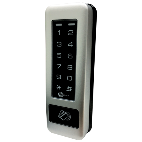The COR-ACC890KP proximity card reader is designed for outdoor or indoor placement. Made for visibility, the large display is easy to see. LEDs and a beeper provide feedback.
