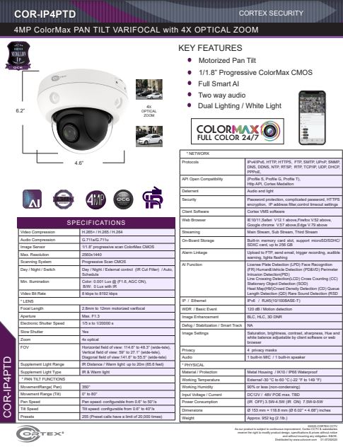 Medallion 4MP (4K) Outdoor Network Camera with 2.8mm to 12mm motorized varifocal. 