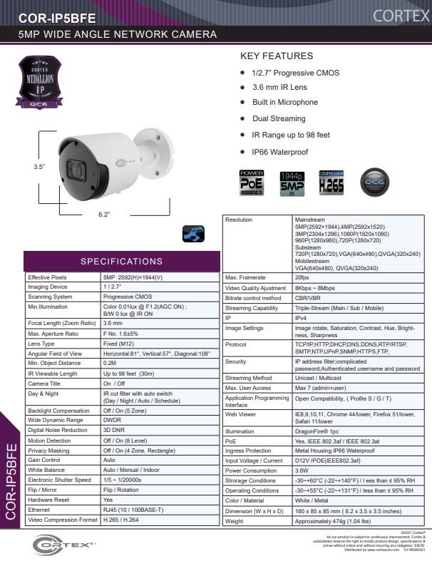 Medallion network camera,5MP Medallion network camera with 1920(H)×1080(V) resolution, this Medallion IP Bullet Security Camera has with a 3.6mm wide angle fixed lens 